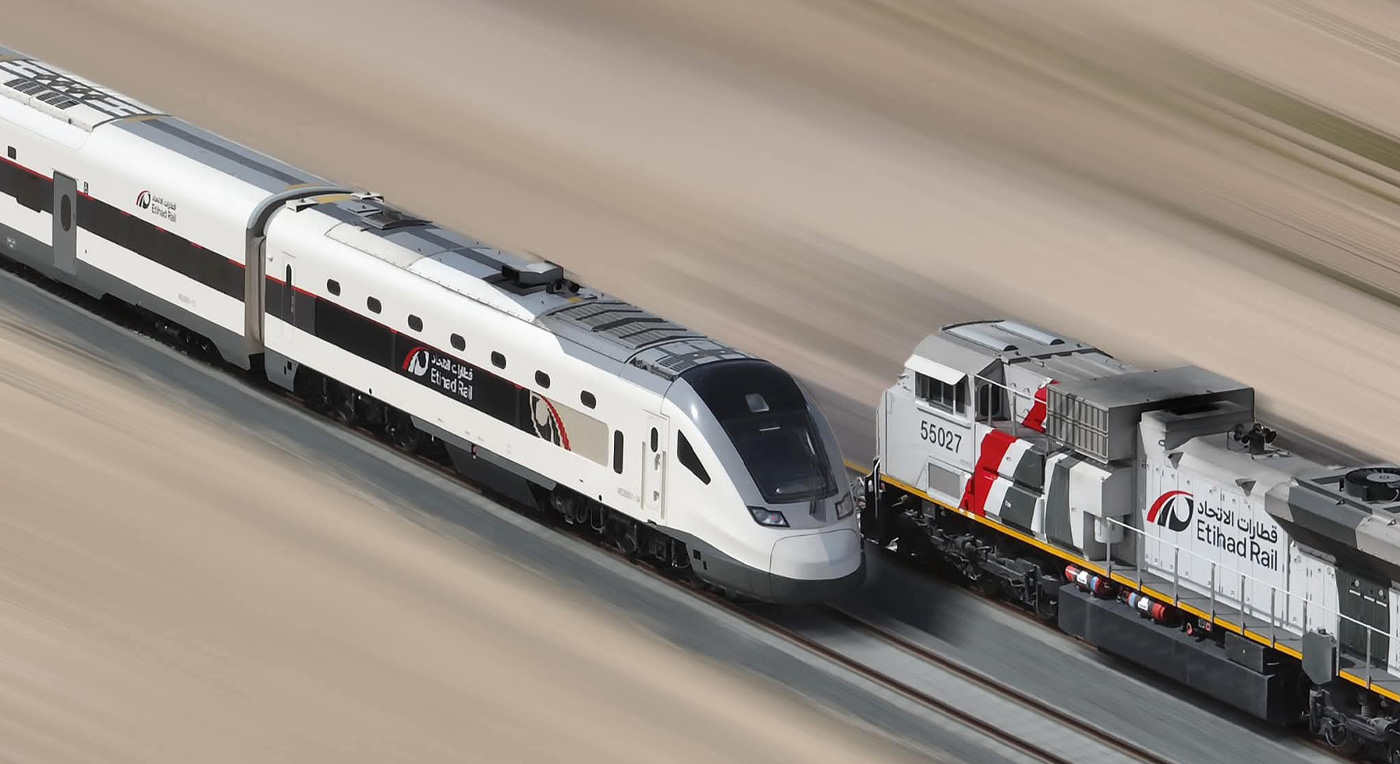 Etihad Rail passenger train and freight locomotive