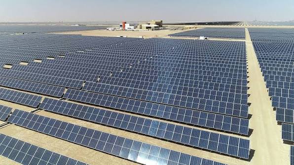 Aerial view of the MBR Solar Park PV arrays